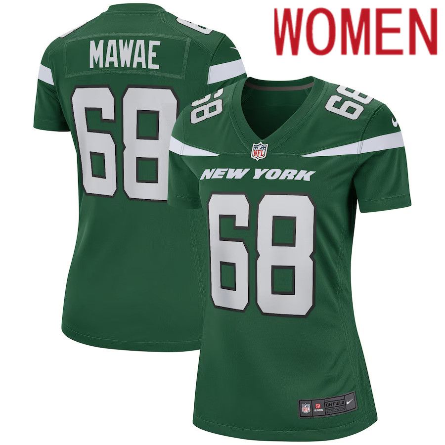 Women New York Jets 68 Kevin Mawae Nike Gotham Green Game Retired Player NFL Jersey